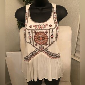 EMBROIDERED RACER BACK BLOUSE